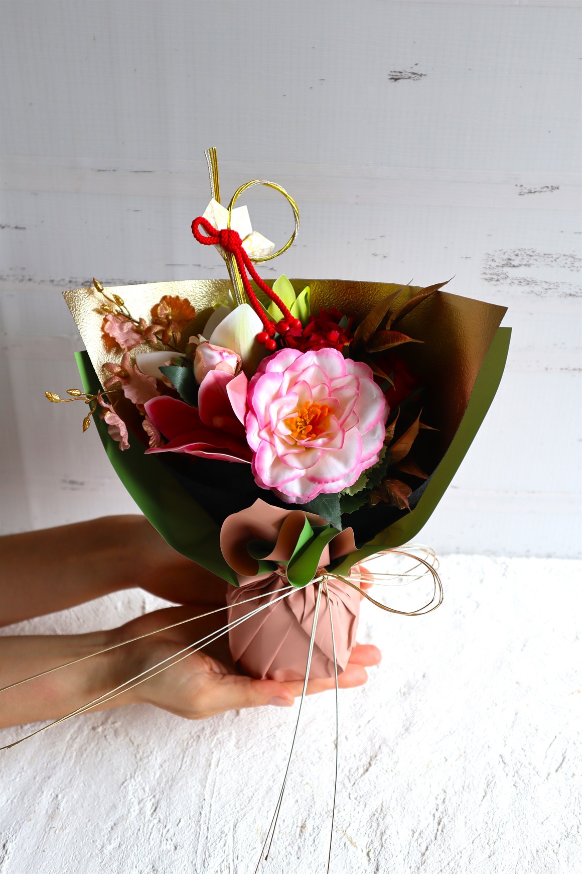 2026年【迎春】〈送料込み〉アート　スタンディングブーケ　ピンク